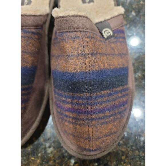 Cobian Mule Clogs Men's Size 11 Brown Striped Faux Fur Lined Round Toe Slip On - Picture 8 of 12